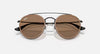 Round Double Bridge Polished Black Brown Polarized Lenses