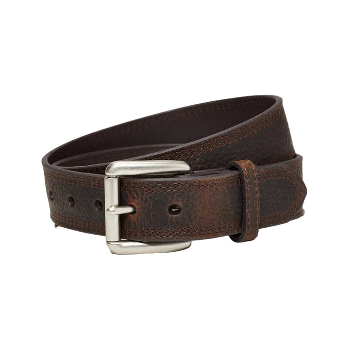 Ariat Men's Dark Brown Triple Stitch Leather Belt - Rowdy Brown
