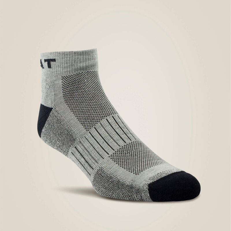 High Performance Quarter Crew Tek Work Sock 3 Pair Pack - Grey