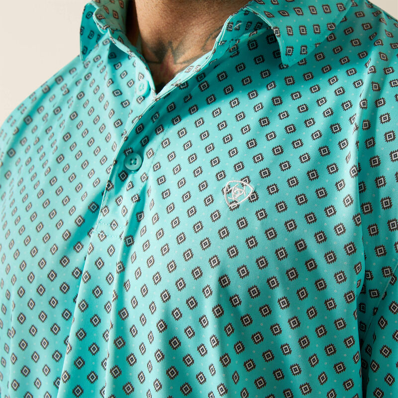 All Over Print Polo - Aruba Blue