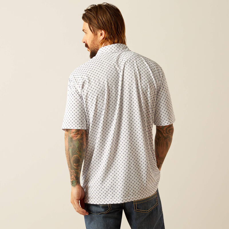 All Over Print Polo - White Geo