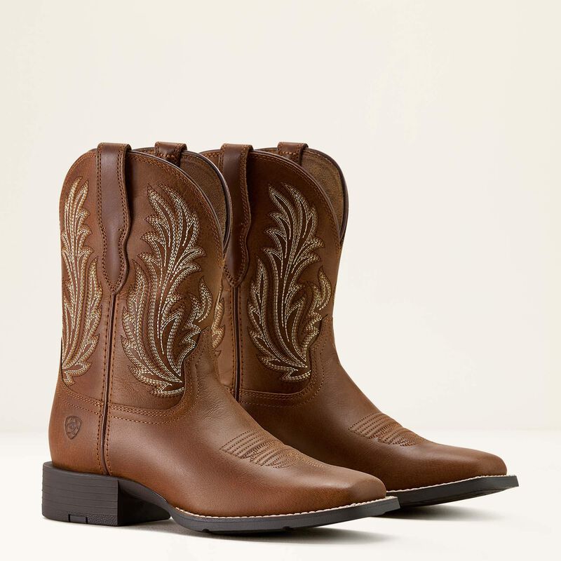Round Up Filly Wide Square Toe Western Boot - Sorrel Crunch