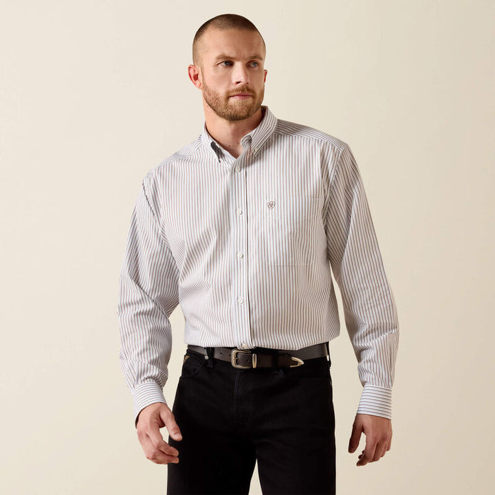 Wrinkle Free Cory Classic Fit Shirt - White Stripe