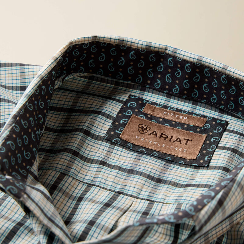 Wrinkle Free Bern Fitted Shirt - Off White Multi Small Plaid