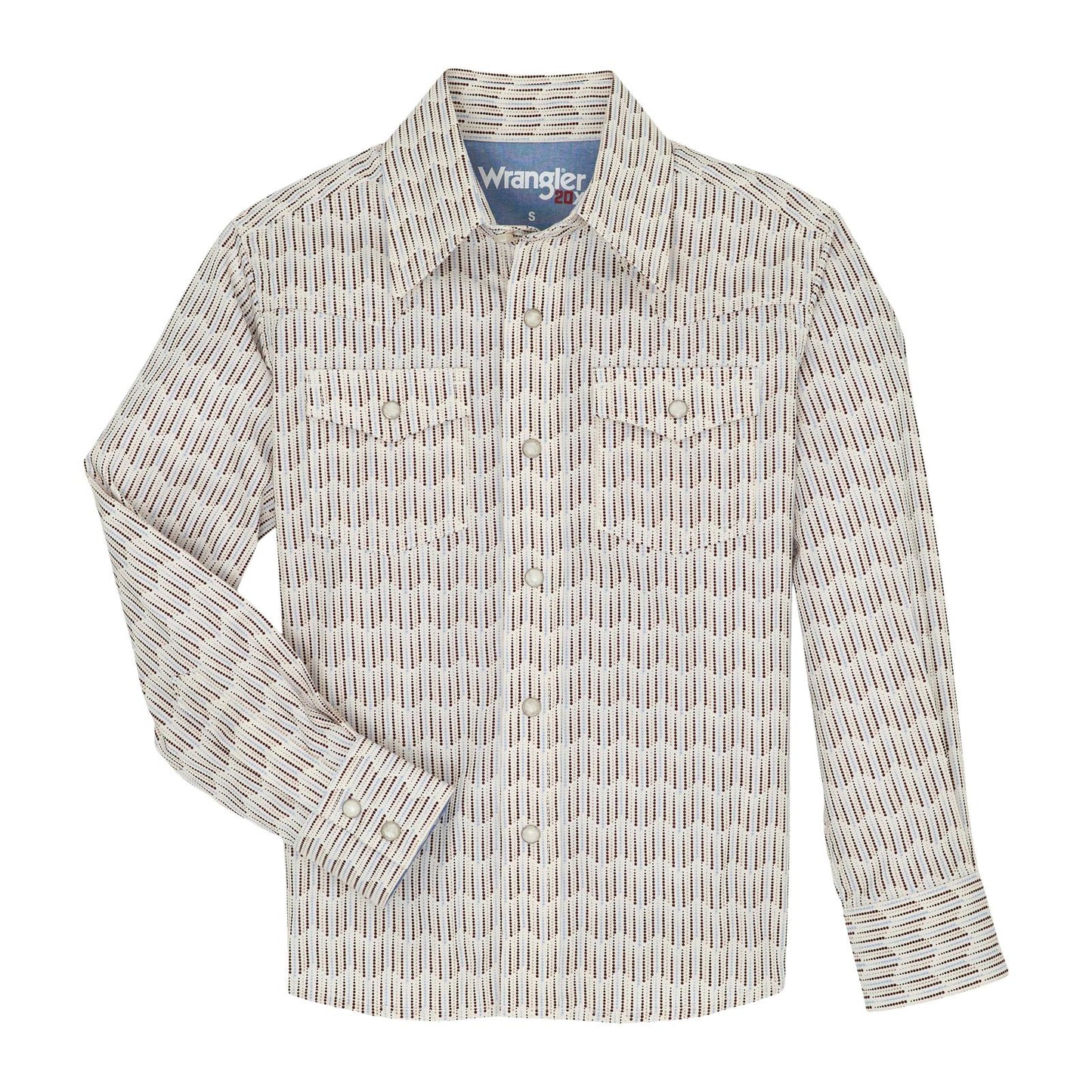 Boys 20X Advanced Comfort L/S Button Down- Brown/Blue