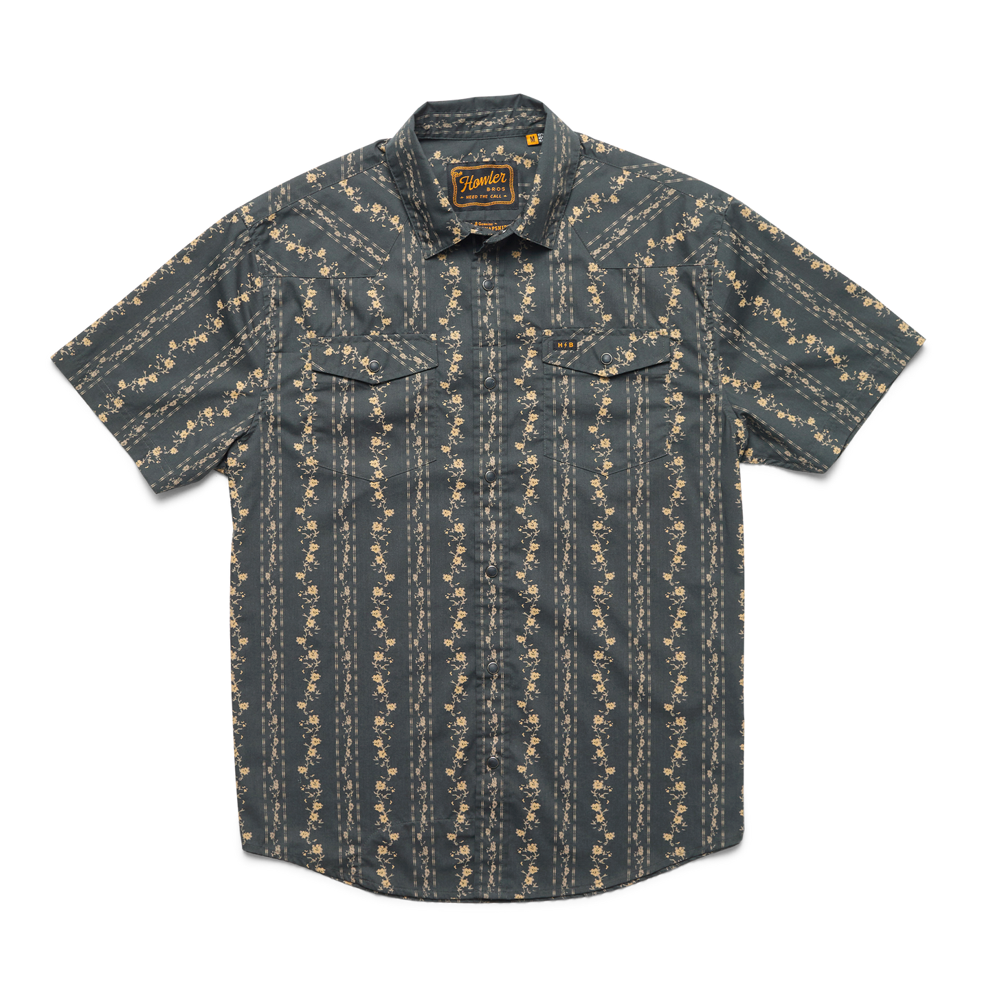 H Bar B Snapshirt - Hibiscus Ribbons - Antique Black