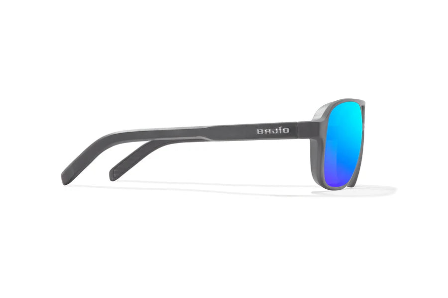 12 South Dark Gray Glass Matte with Blue Mirror Plastic Lenses