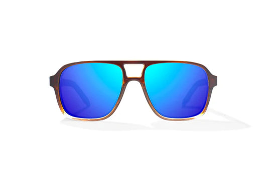 12 South Whiskey Fade Gloss with Blue Mirror Plastic Lenses