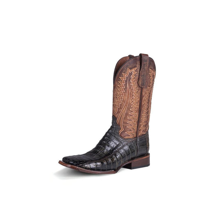 Ocher Caiman Wide Square Toe Olive Green & Brown