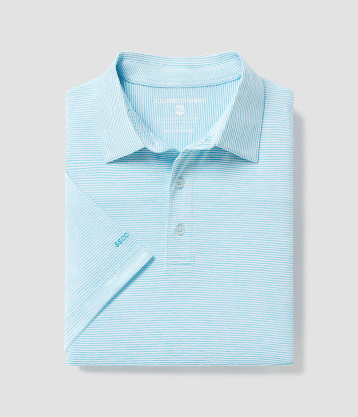 Heather Madison Stripe Polo - Sunday Blue