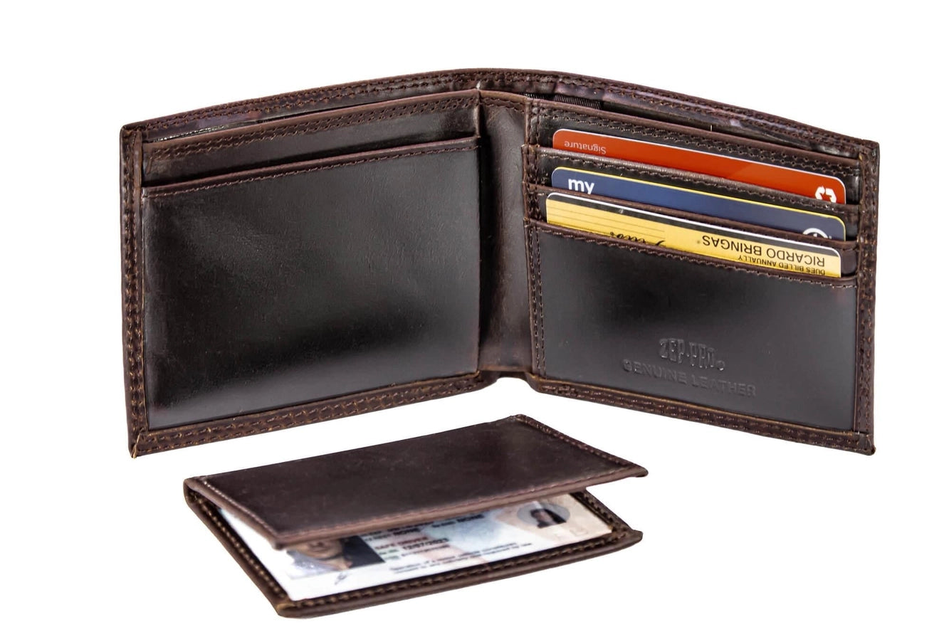 Wrinkle Leather Bifold Wallet - Dolphin Concho