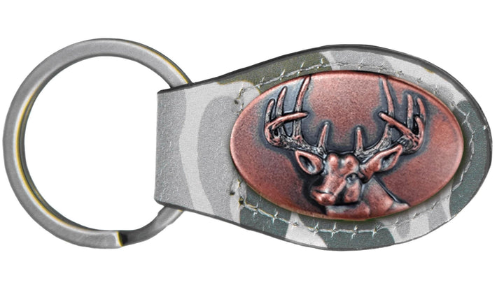 Green Old School Camo Leather Key Fob - Buck Concho