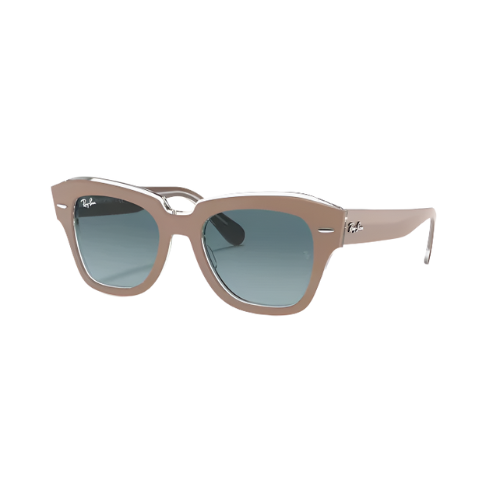 State Street Blue Gradient Lenses on Transparent Polished Beige Frame