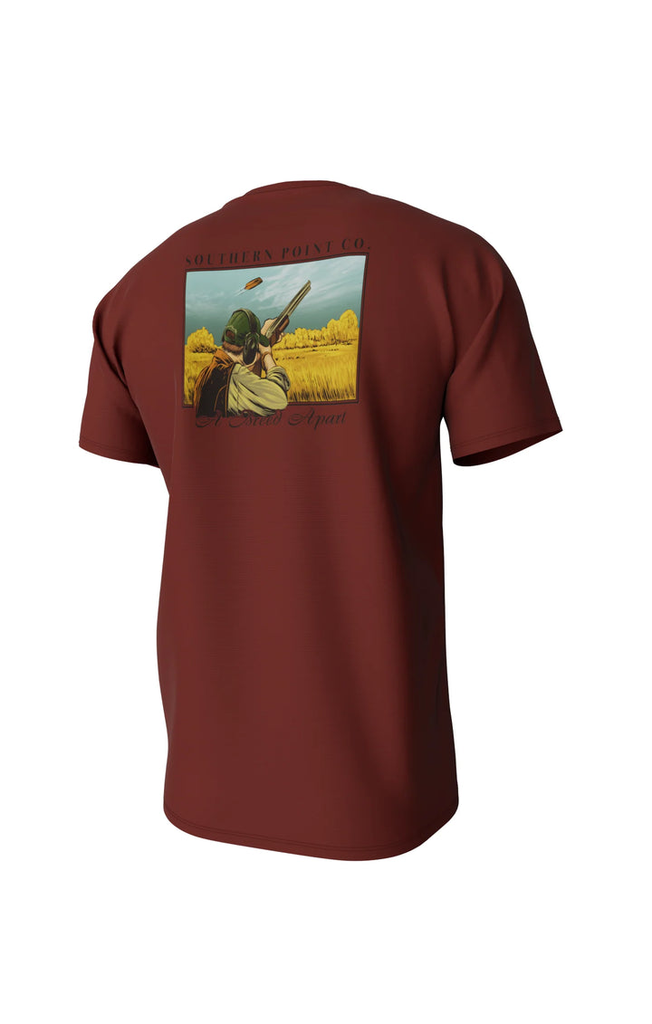 Youth Clay Shooting Short Sleeve Pocket Tee - Chili Oil