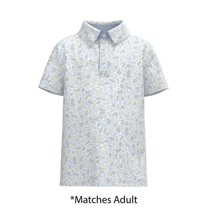 Youth Boys Hunters Hideaway Printed Polo - River Rock