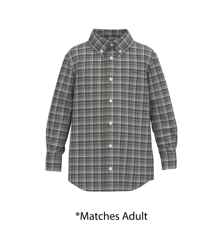 Youth Dawson Check Button Down - Spruce