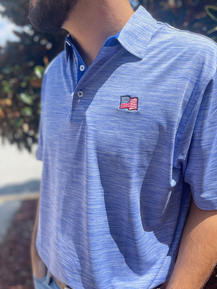 USA Flag Performance Polo - Ocean/Regal