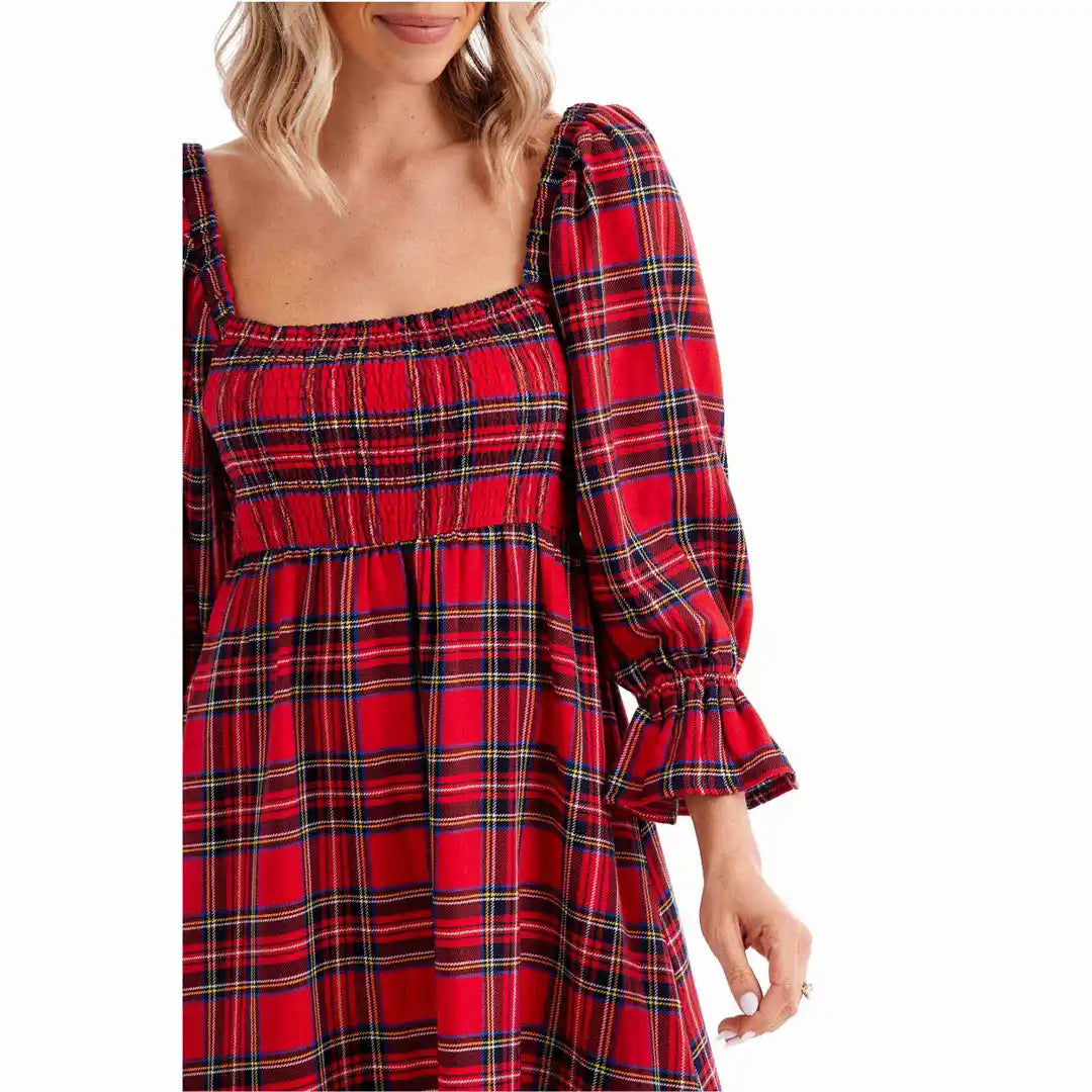 Vanessa Midi Dress - Plaid