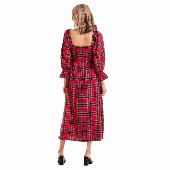 Vanessa Midi Dress - Plaid