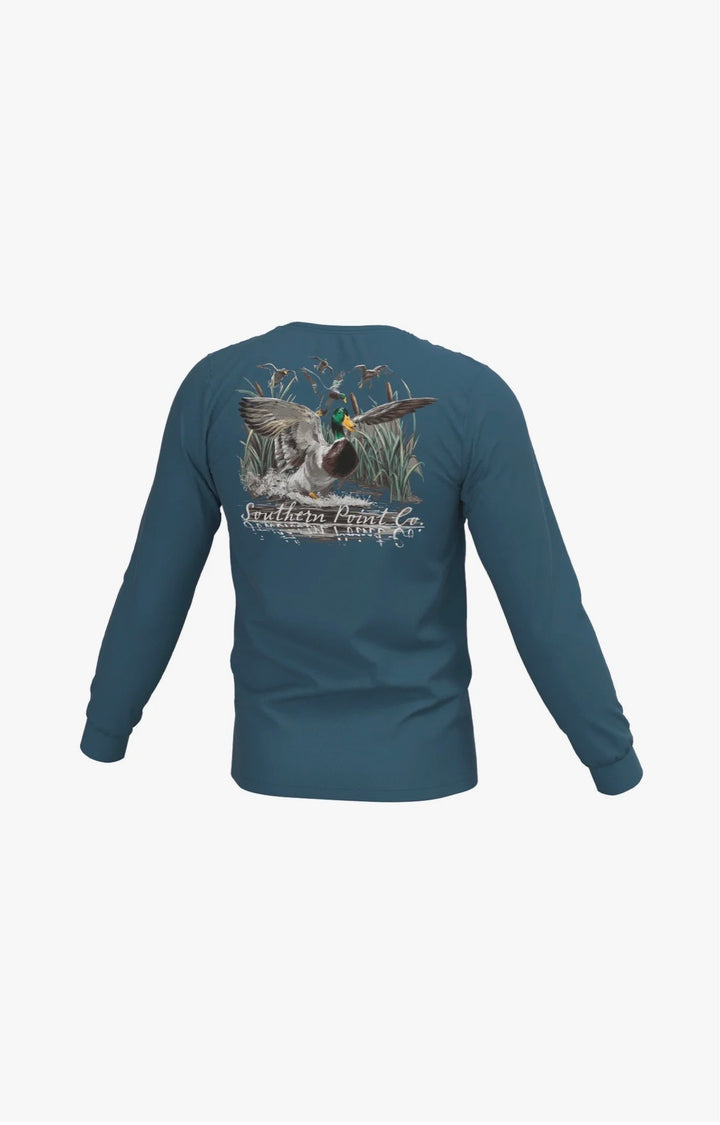 Youth Cupped Ducks Long Sleeve Pocket Tee