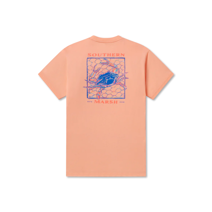 Blue Crab Tee - Peach
