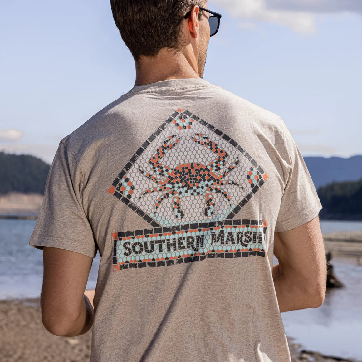 Mosaic Crab Tee- Washed Burnt Taupe