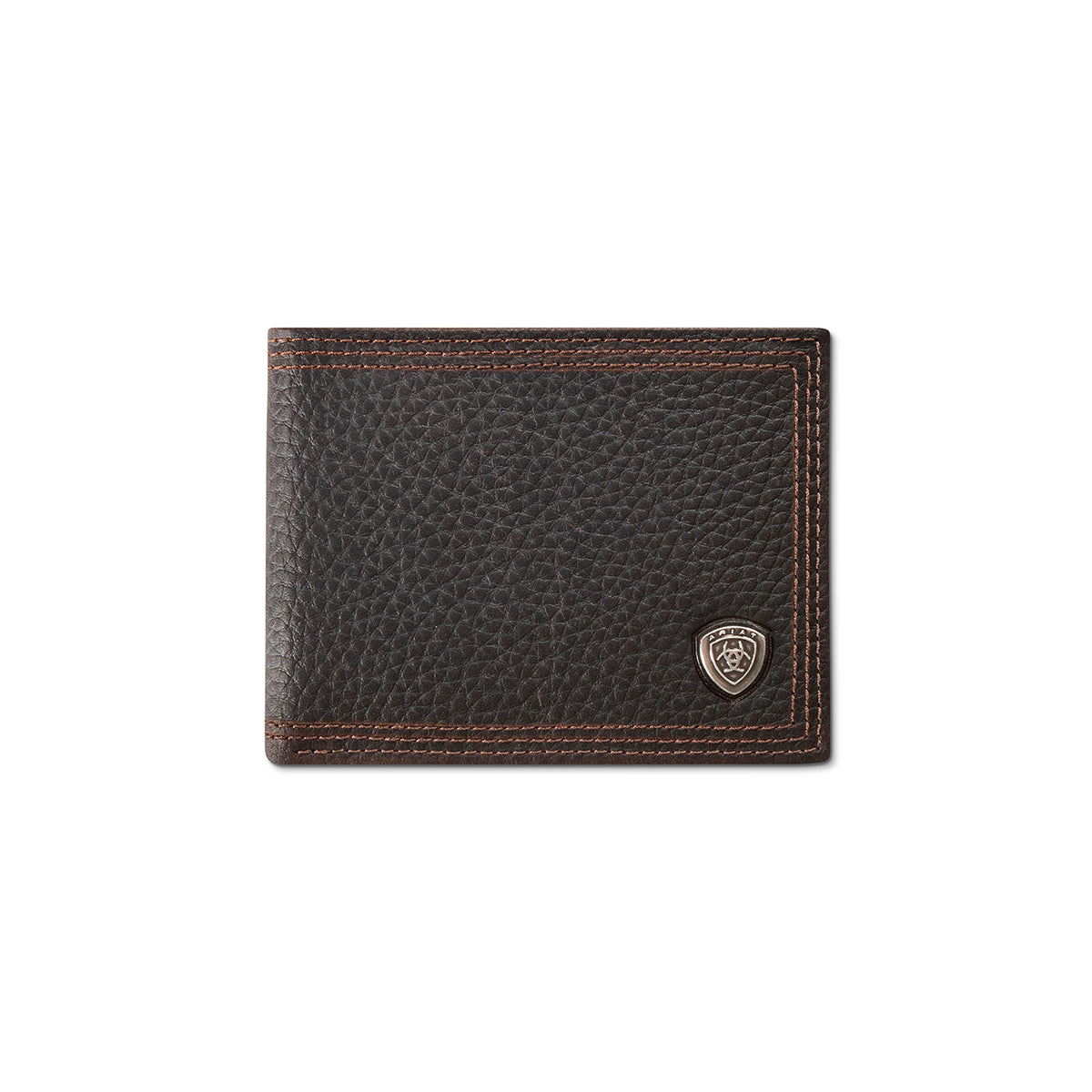 Ariat Mens Bifold with Removable Pass Case Style Wallet Shield - Rowdy Brown