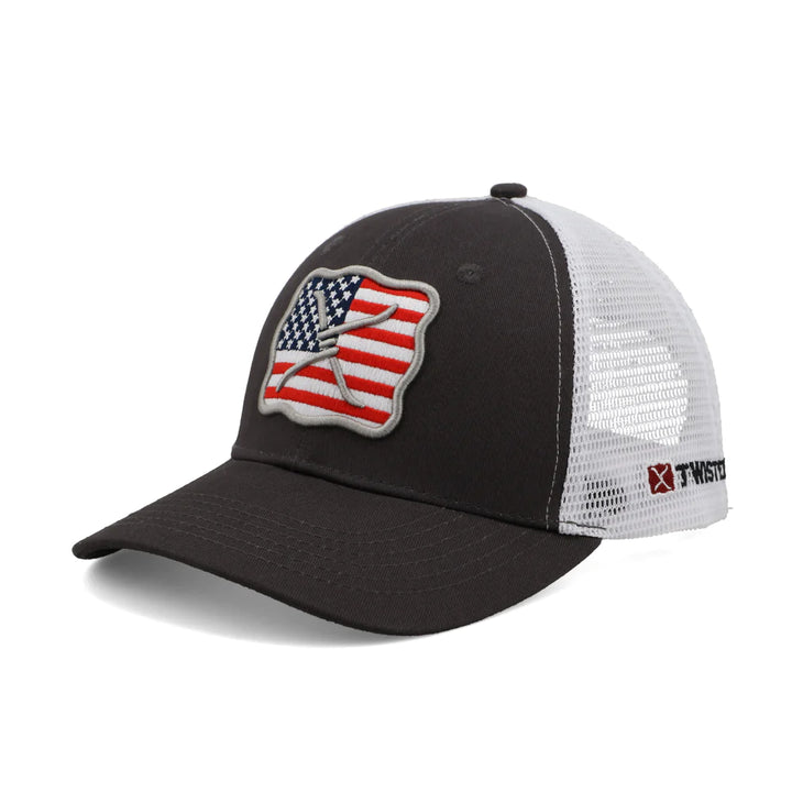 USA Flag Buckle Hat - Grey/White
