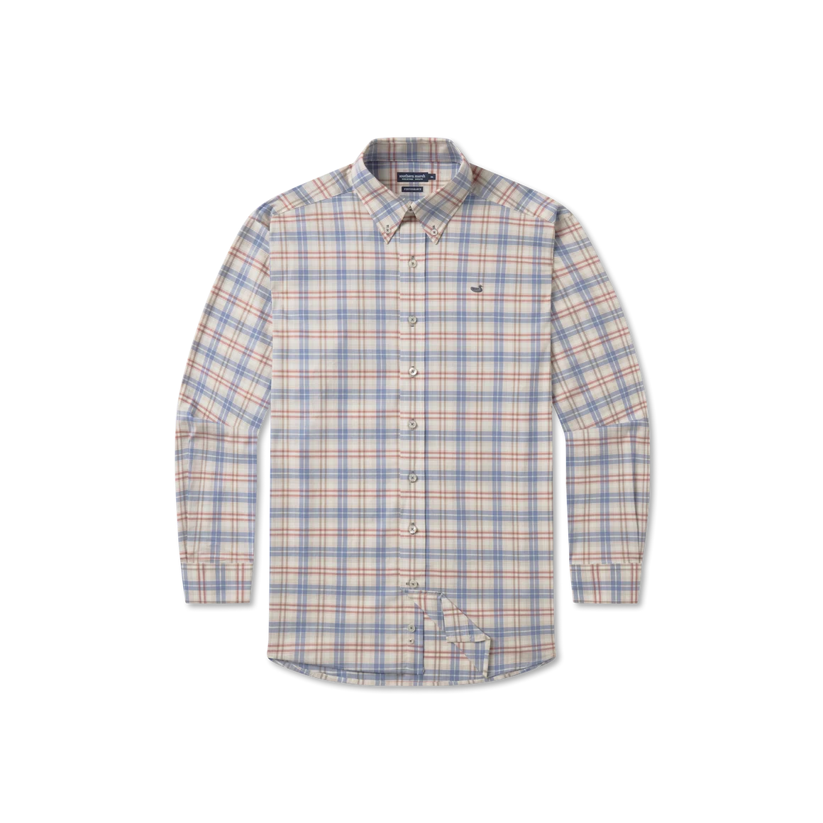 Highlands Lattice Performance Dress Shirt - Slate & Burnt Taupe