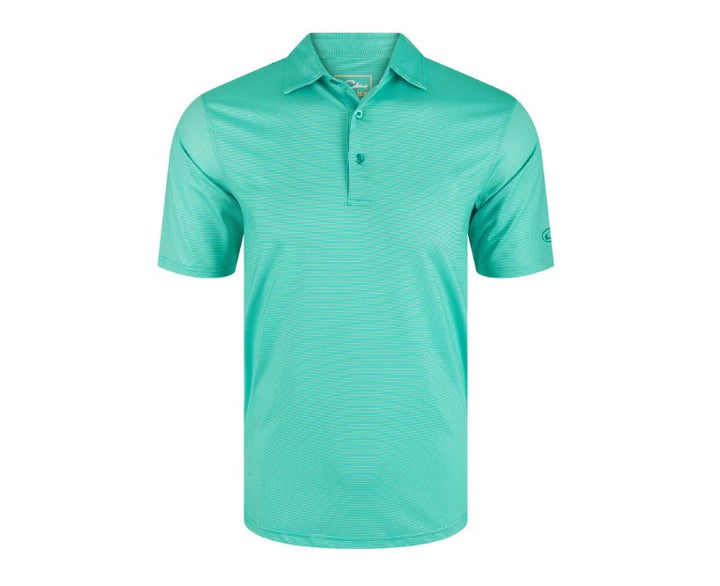 Performance Chalk Striped Polo - Ceramic Teal