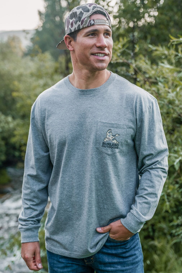 Camo Hunting Dog LS - Dark Heather Grey