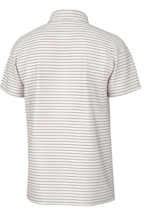 Horizon Stripe Performance Polo- White/Elderberry