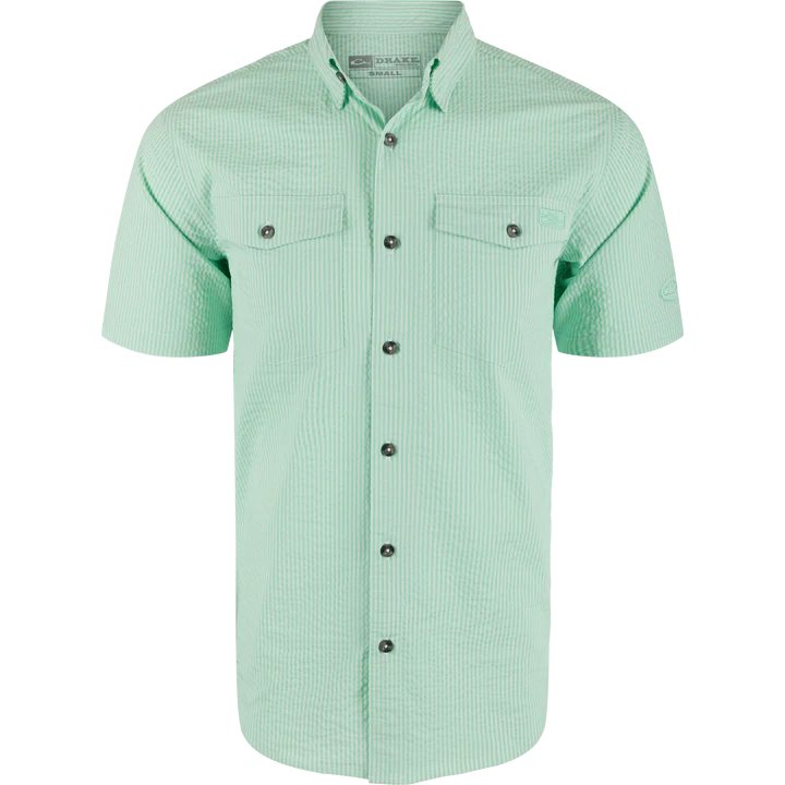 Frat BD Seersucker Striped Shirt - Beach Glass