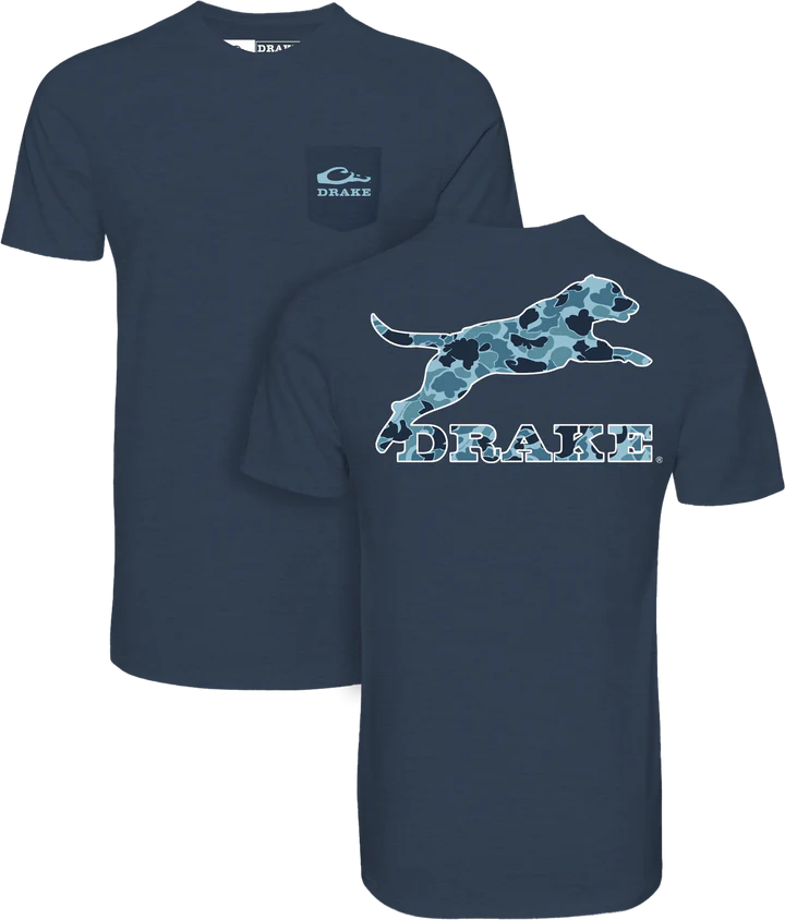 Leaping Lab Old School T-Shirt - Night Sky Navy Heather