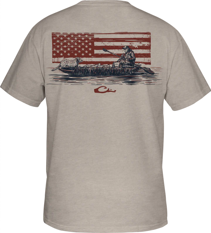 Kayak Flag Tee - Cobblestone Light Heather