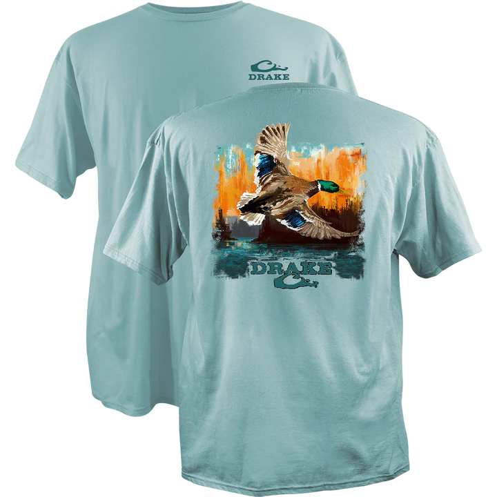 Watercolor Mallard T-Shirt - Aqua Sky