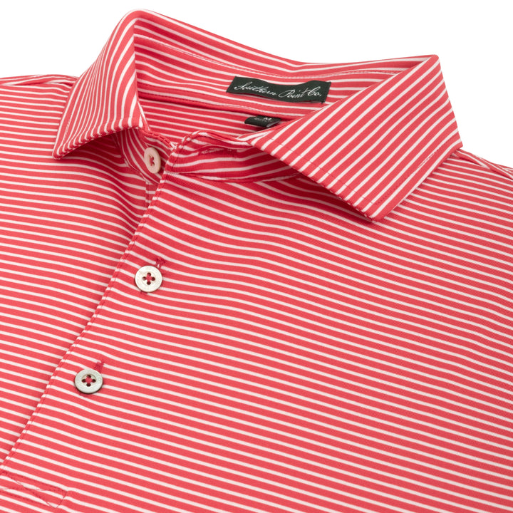 Dune Stripe Polo - Washed Red and White