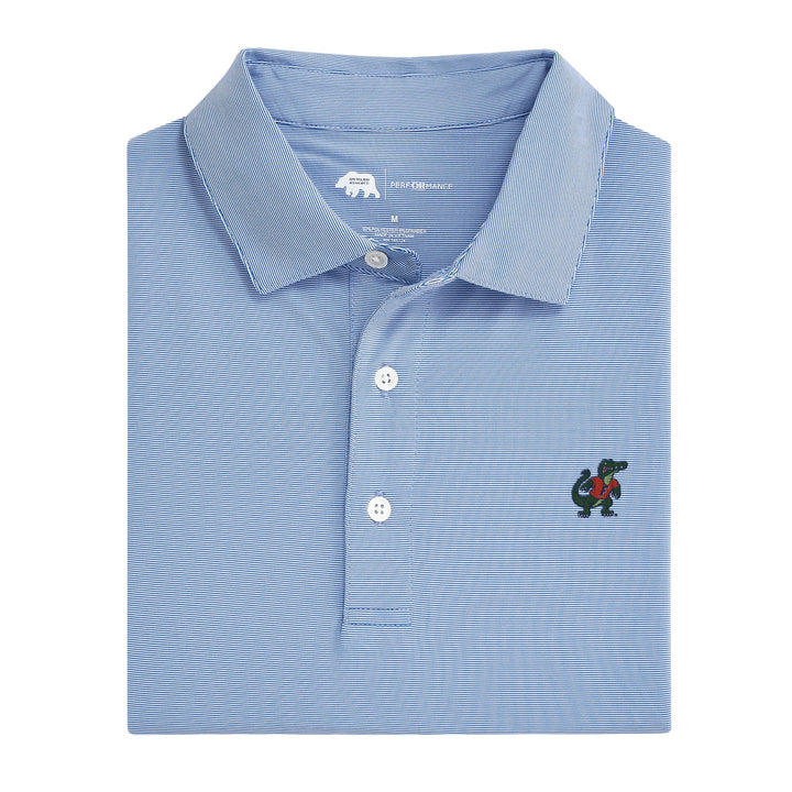 Florida Standing Gator Hairline Stripe Performance Polo - Sky