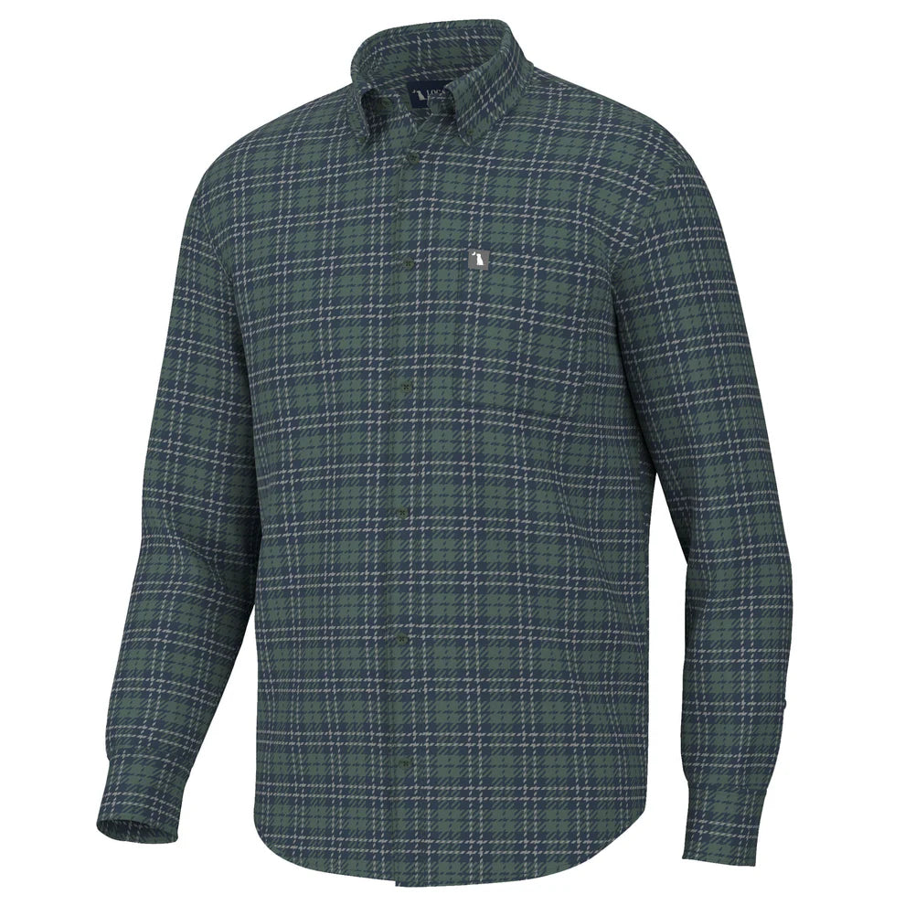 Youth Hilton Stretch Flannel - Sage/Navy/Gray
