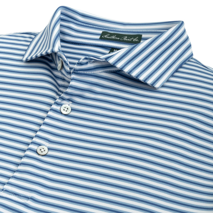 Gulf Stream Stripe Polo - Dusty Blue