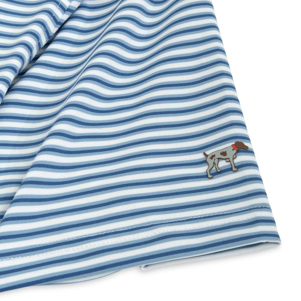 Gulf Stream Stripe Polo - Dusty Blue