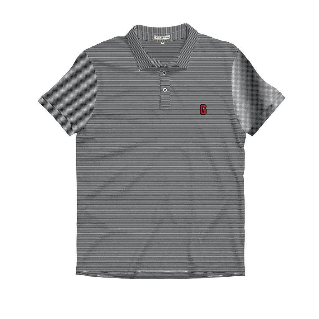 Block G Heathered Knockout Performance Polo - Charcoal & White