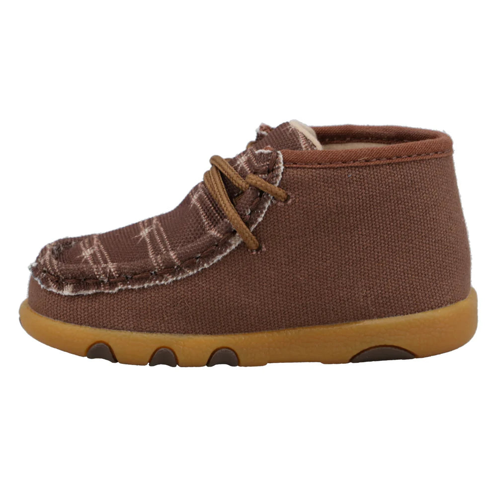 Chukka Driving moc - Dark Brown and White