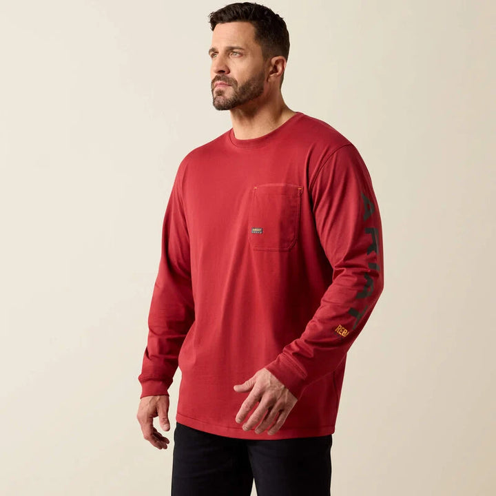 Rebar Cotton Strong Standard Logo Pocket T-Shirt - Red Brick