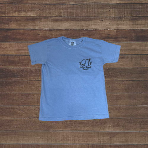 Youth Dallas Wayne Field Tee - Camo Badge - Flo Blue