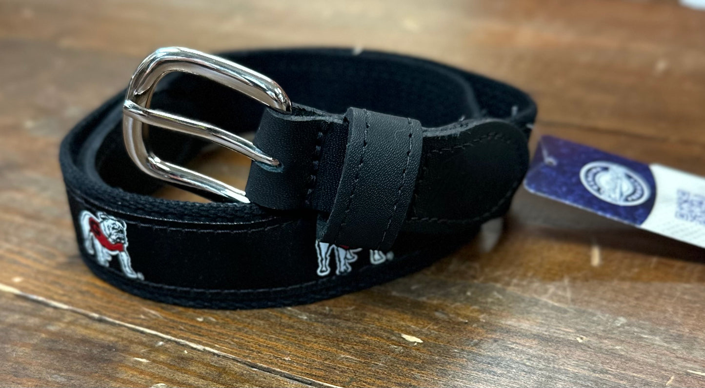Ribbon Belt - UGA Standing Bulldog Black