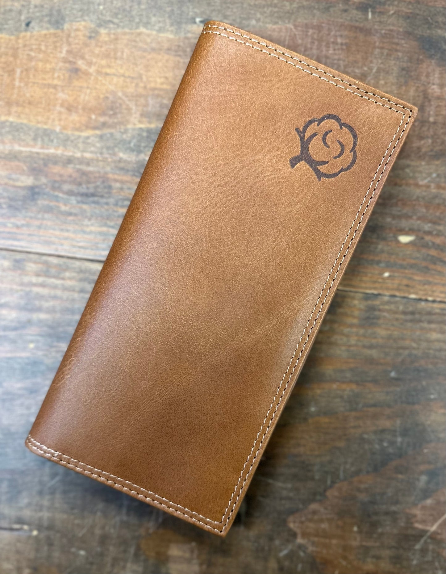 Tan Secretary Wallet - Embossed Cotton