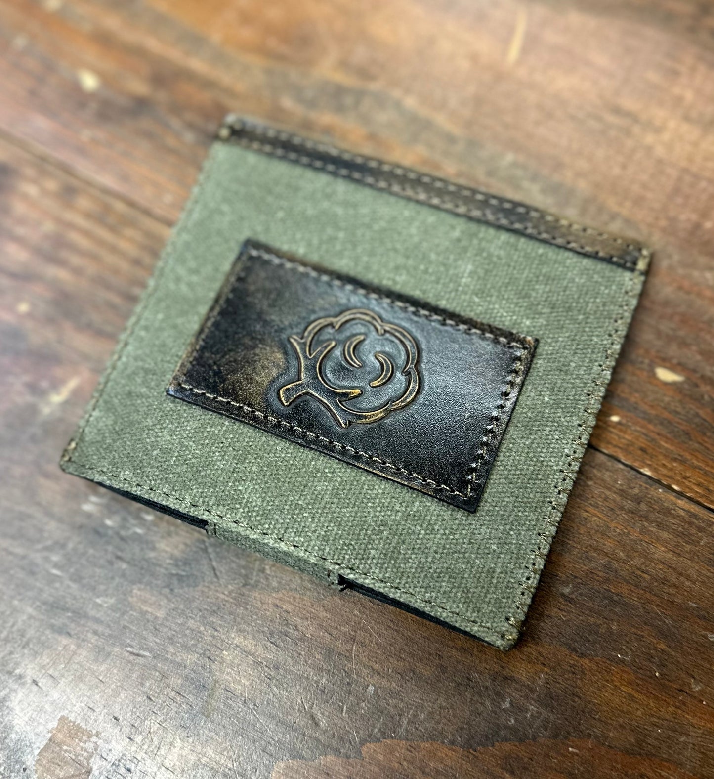 Wax Canvas Koozie Burnished Leather - Cotton