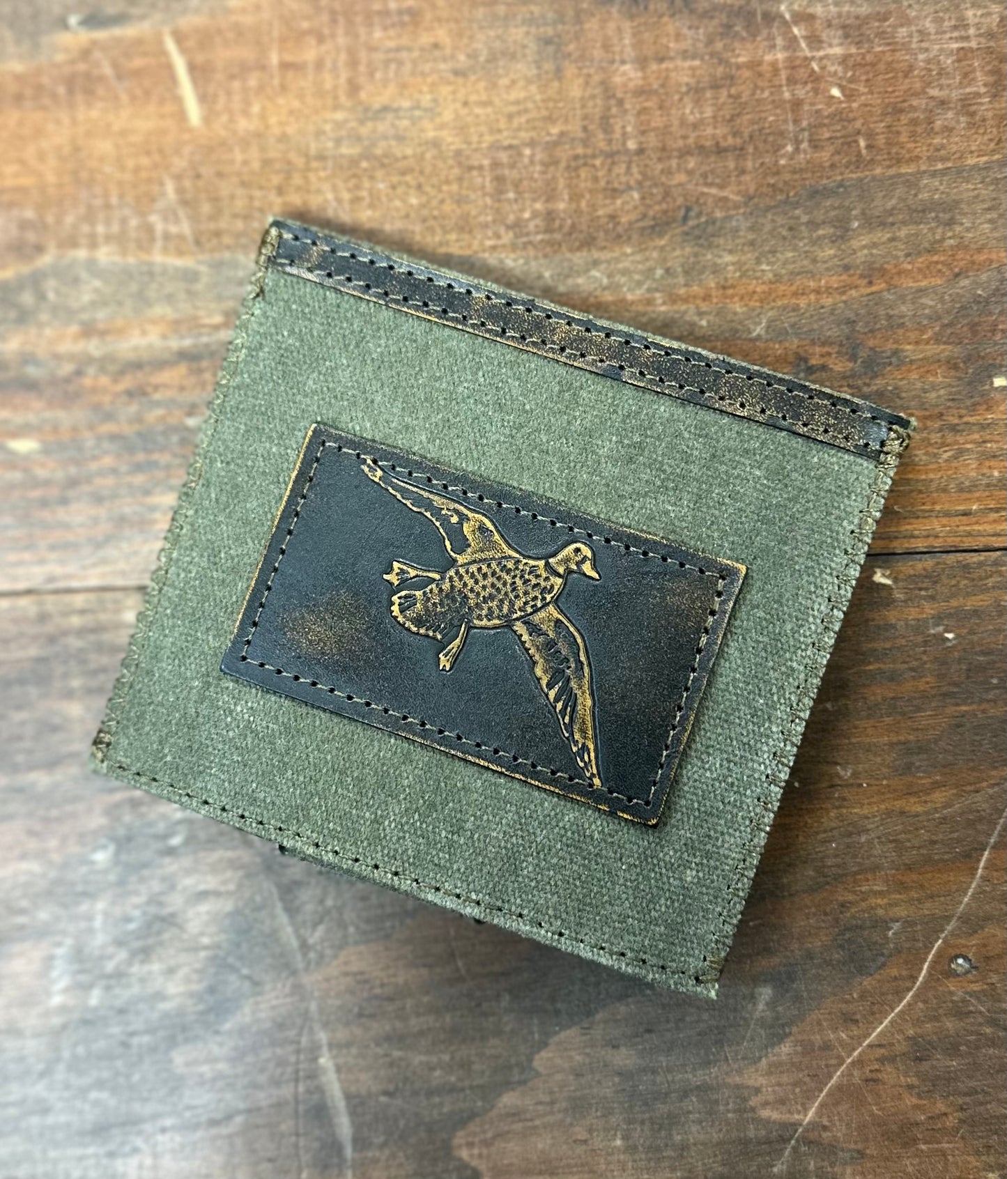 Wax Canvas Koozie Burnished Leather - Mallard