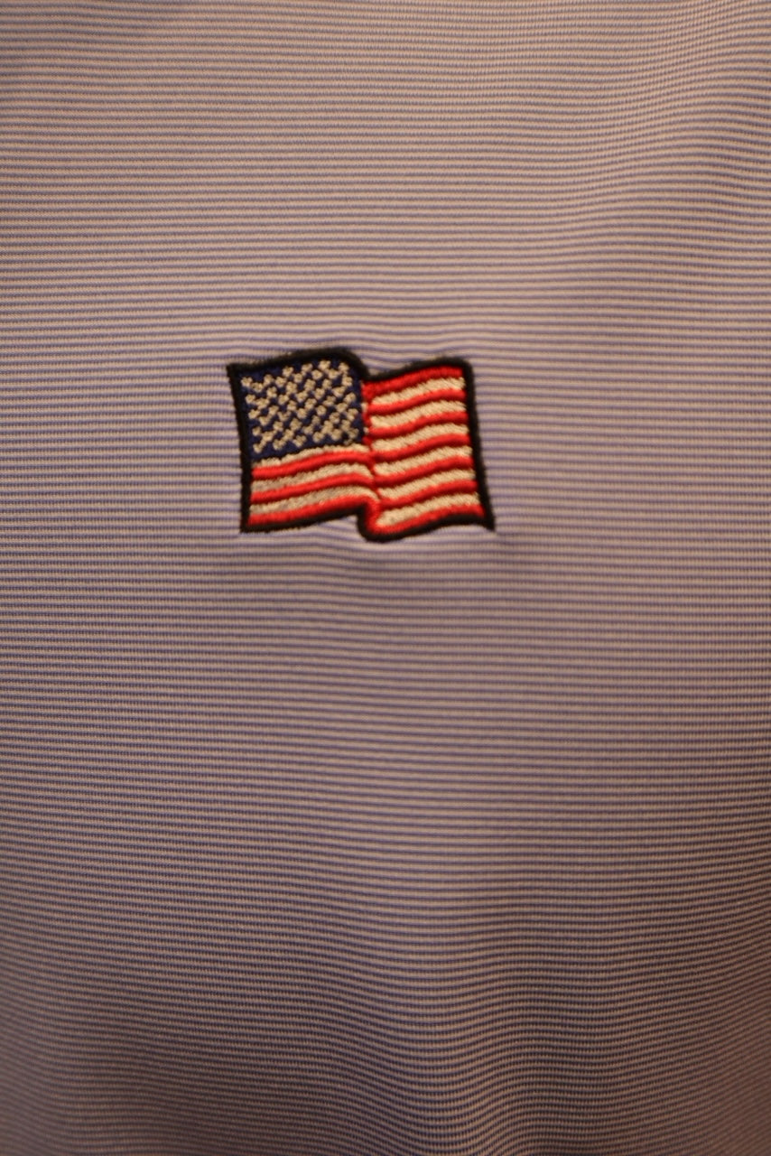 USA Flag Performance Polo - Ocean/White Stripe